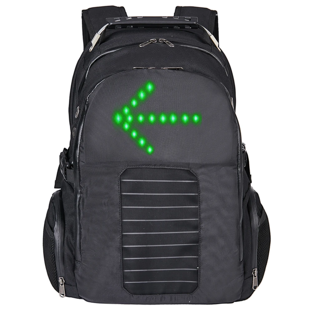 

Sport shoulder bag with Solar panel USB Power Charge Phone waterproof nylon bicycle backpack with turn signal light, Army green, grey, black, navy