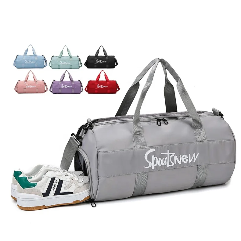 

Letter Print Colorful Waterproof Sports Gym Travel Spend a Night Weekend Women Overnight Duffle Duffel Bag with Shoe Compartment, 7 colors
