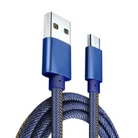 

Denim Cloth Durable 1m Micro USB Fast Charging Data Cable for android mobile phone