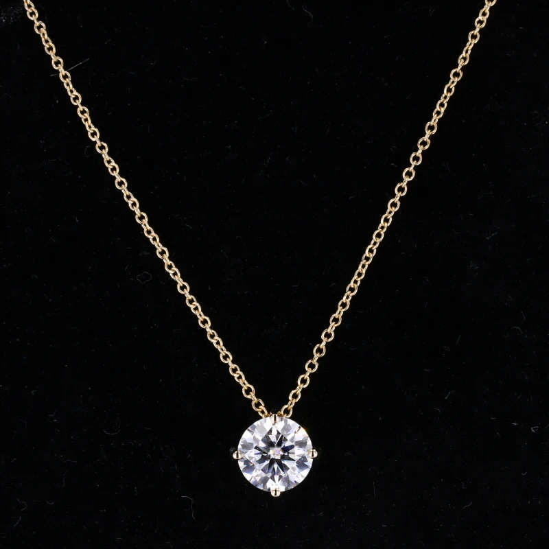 

High Quality 1 CT Moissanite 14k Yellow Gold Chains Necklace Ball Claw Setting