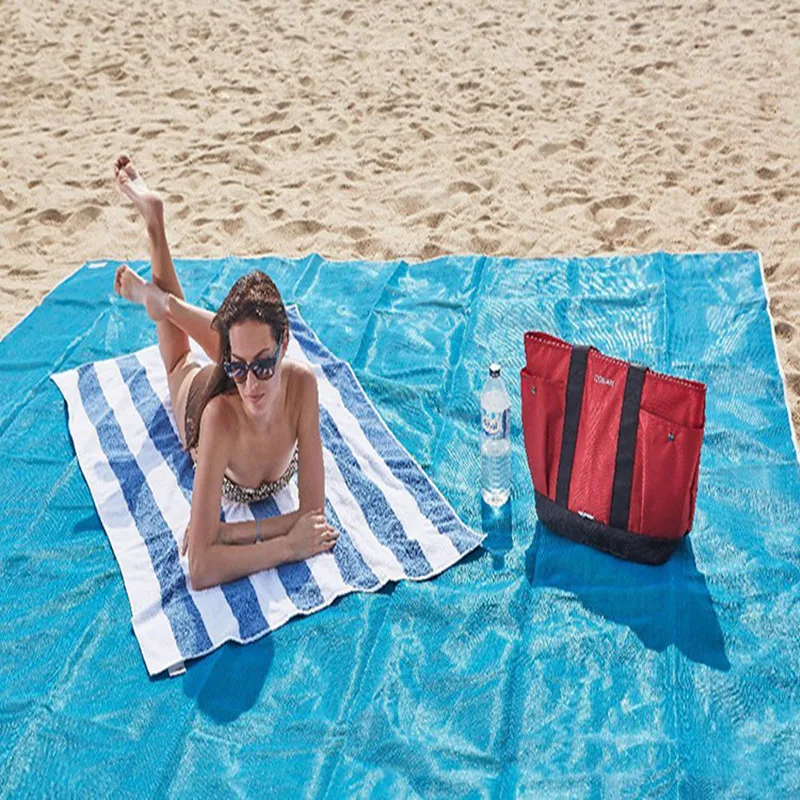 

Portable foldable outdoor mat sand-proof and sand-free leisure and entertainment beach mat, Blue/green/pink