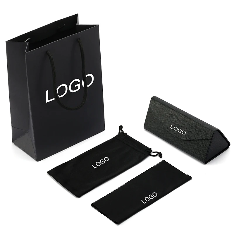 

2022 Custom Logo Luxury Popular Black Foldable Glasses Box PU Leather Sunglasses Packing Stock Eyeglasses Case & Bag, 3 colors