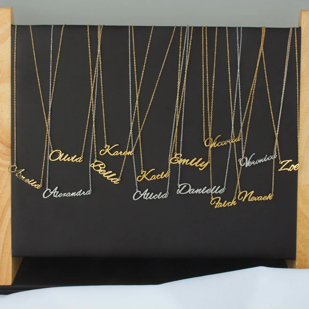 

Custom Name Pendant Necklace For Women Men Stainless Steel Nameplate Link Chain Necklaces Jewelry Accessaries