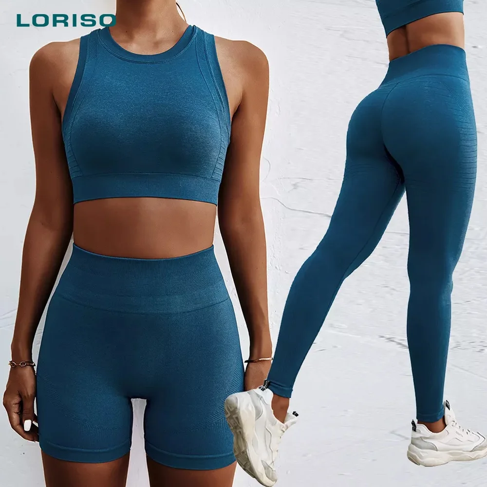 

2023 women custom logo seamless activewear plus size fitness yoga active wear two piece butt lift gym legging set