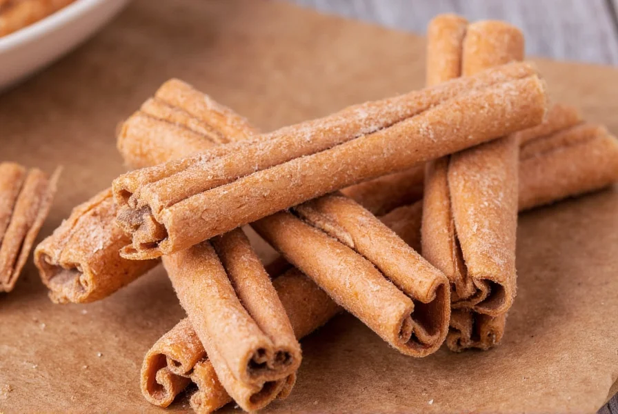 Candied cinnamon sticks used as decorative elements in a holiday beverage