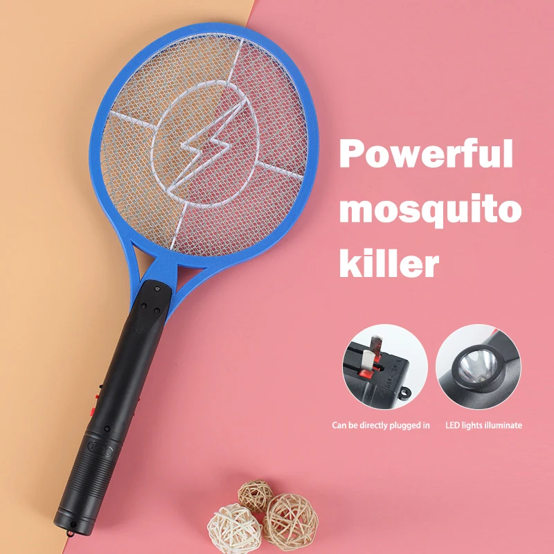 

4000 Volt USB Charging Rechargeable Fly Mosquito Indoor Electric Bug Zapper Racket with LED Light, Black/pink