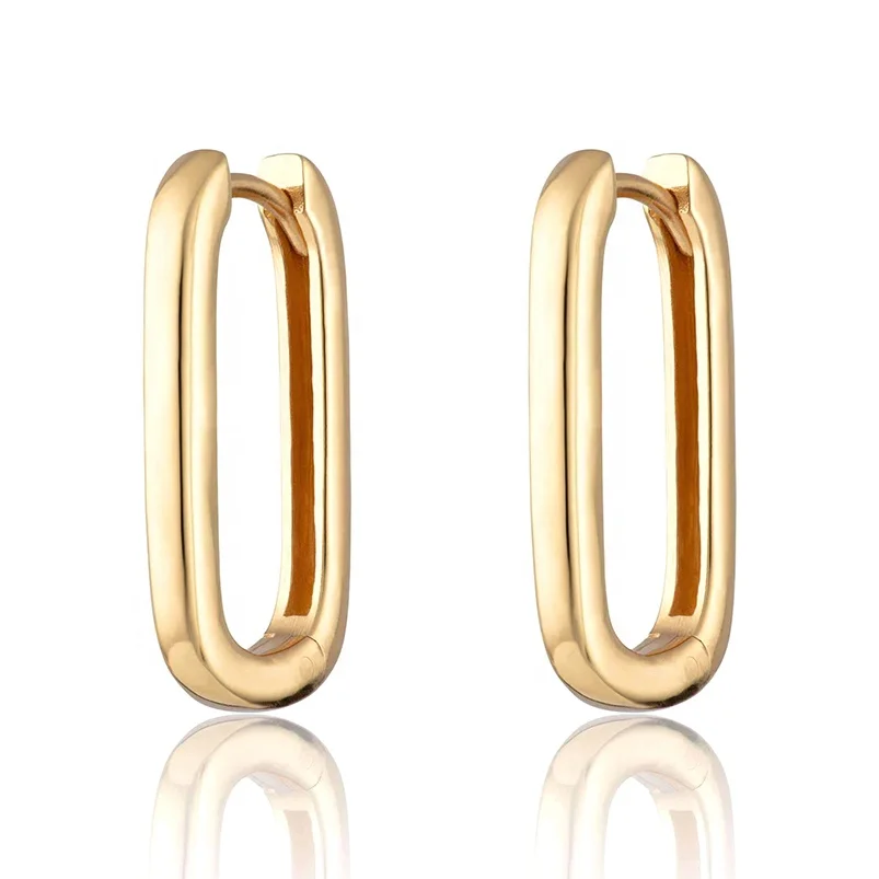

Gemnel Fashion oval U shape huggie hoop 925 silver 18k gold vermeil hoop earrings