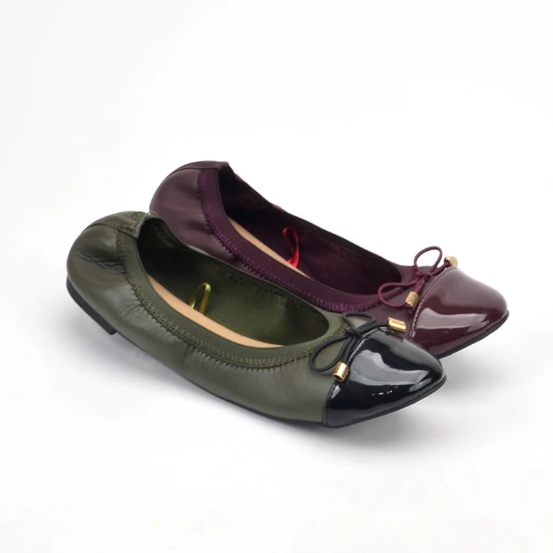 

Wholesale Affordable Low wedge flat pump shoes casual ballerinas women shoes 2021, Wine/green