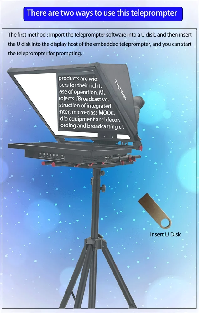 Folding Teleprompter For Live Broadcast Studio 24 Inch Dual Screen