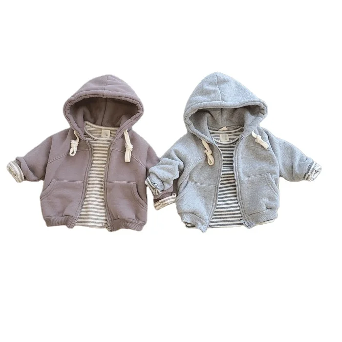 

Autumn Winter baby boy sweater jacket warm thick hooded coats kids padded zipper outerwear children baby clothes