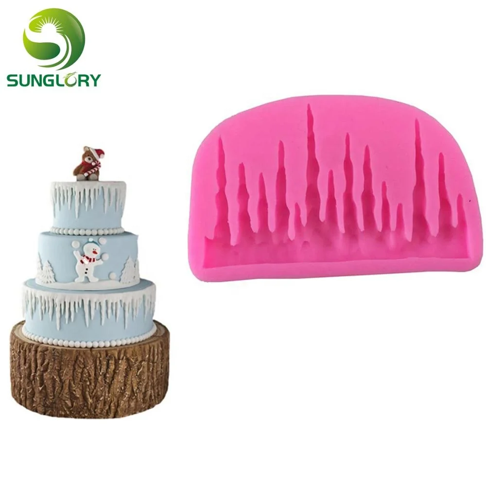 

Bakeware Icicle Fondant Cake Mold 3D Icicle Silicone Mold DIY Gum Paste Ice Decoration Pastry Mold Baking Tools For Cakes Pink