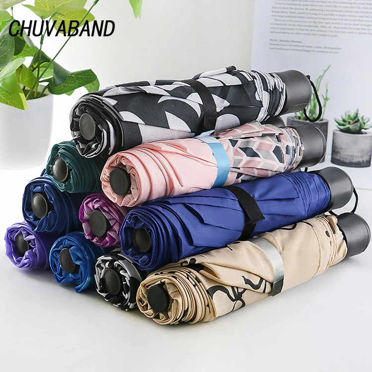 

CHUVABAND High Quality Wholesale Promotional Cheap Custom Logo Print 3 Folding Umbrella Lightweight China Made Umbrella Ambrella