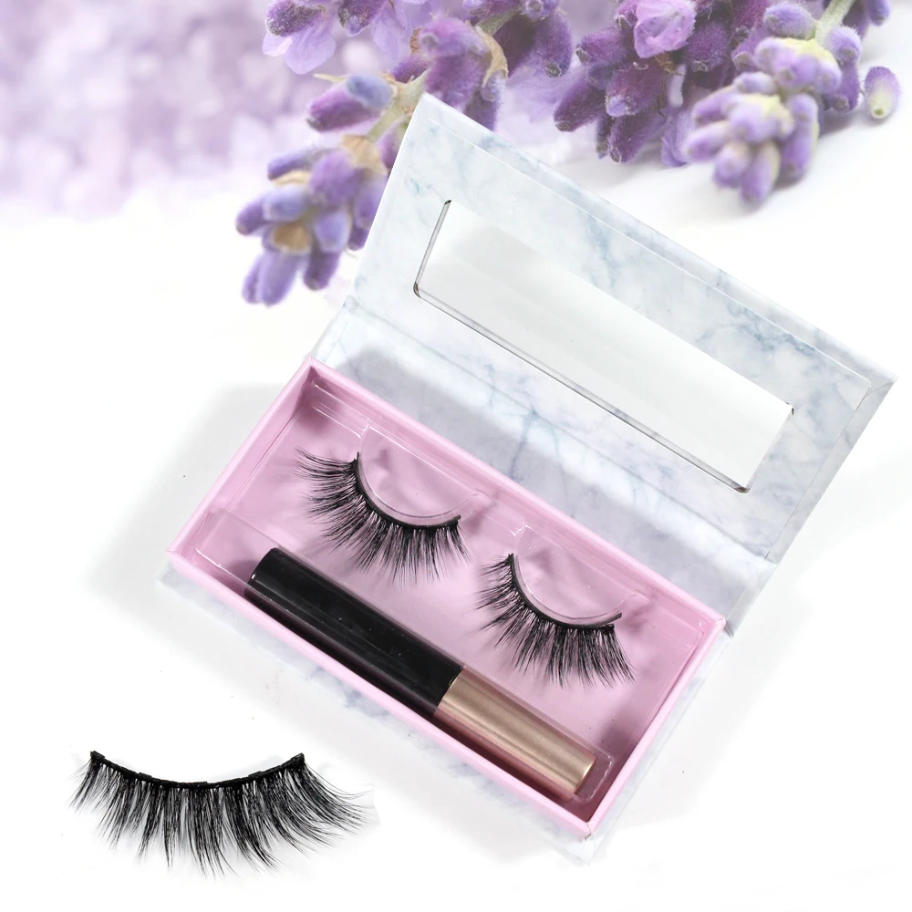 

Custom private label individual siberian 3d faux mink magnetic eyelashes set with eyeliner