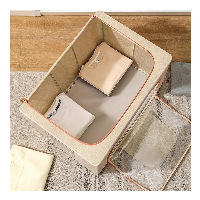 

XingYou Double opening box clothes storage foldable cloth storage box storage box clothing, Khaki,grey ,green,pink
