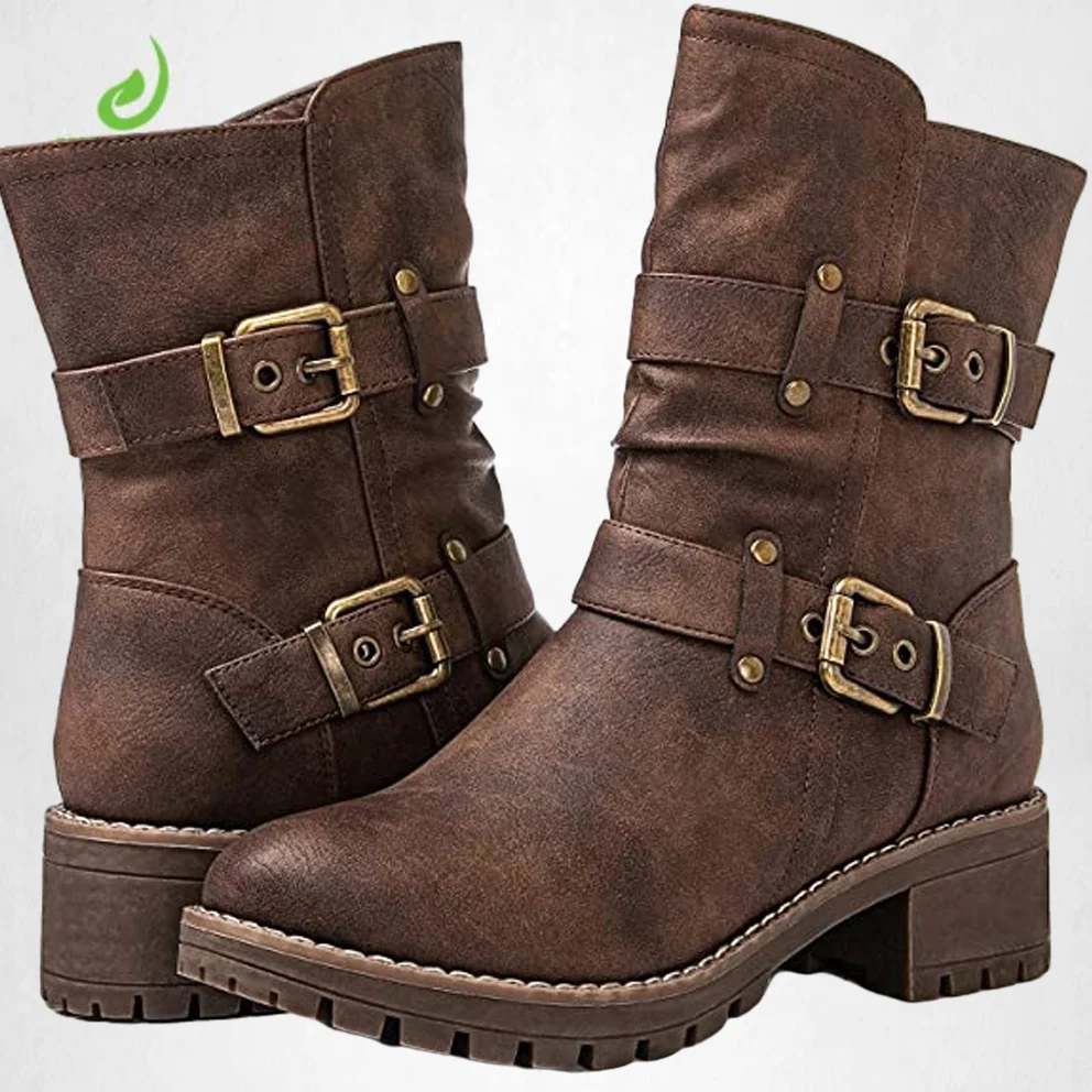 

XMJHL 2021 Women's wide ankle boots, extra wide mid-heel side zipper winter boots.