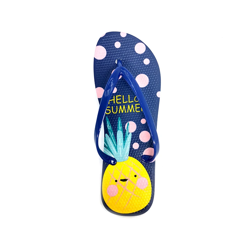 

New Design Cute Printing Pineapple flip flops Women Outdoor Beach Comfortable Fashion PE Ladies slipper custom flip flops slpper