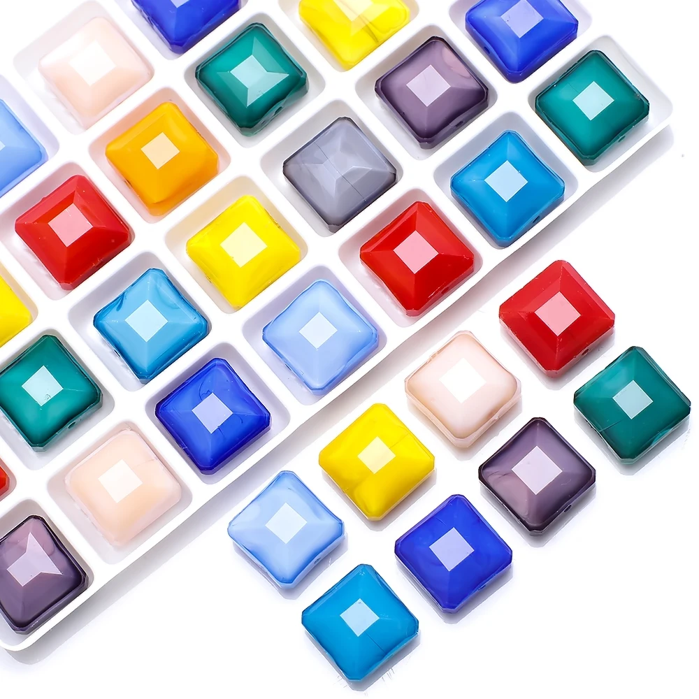 Flat Square Glass Beads For Je