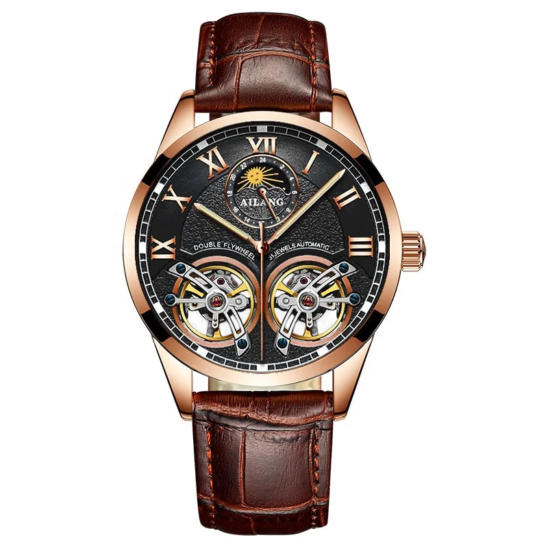 

AILANG double pendulum tourbillon men's automatic mechanical watch simple luminous waterproof watch