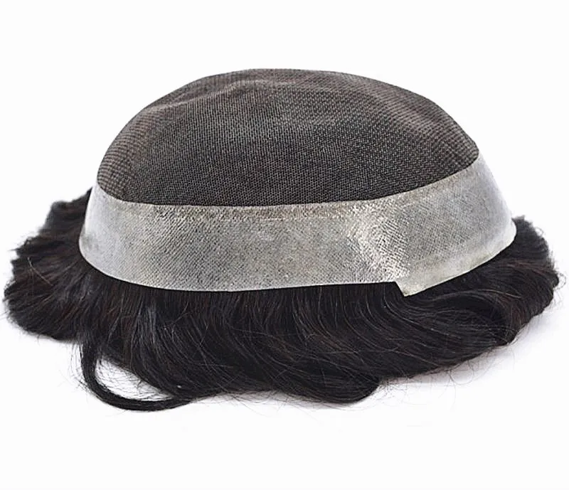 

Australia Base 7x9Inch Human Hair Toupee #3 Wavy Durable Hairpiece Replacement System Men Wig Toupee In Stock