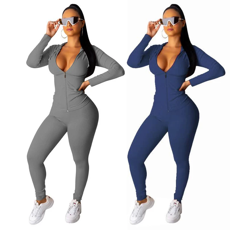 

2021 Women Lucky Label Custom Logo Two Piece Set Sports Wear Summer Tracksuit 2 Piece Zip Hoodie Womens Designer Track Suits, Can be customized