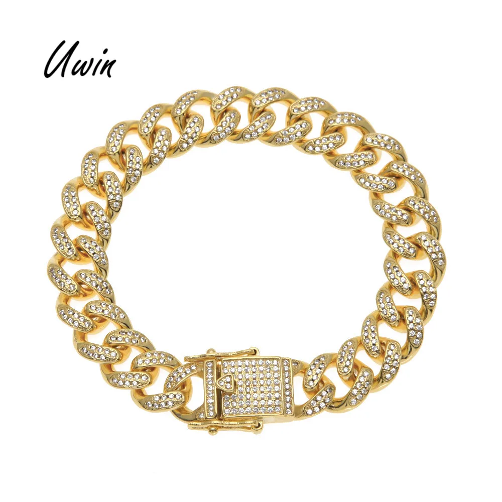 

2019 New Arrivals 13mm Cuban Link Chain Bracelet Men Miami Fashion Trendy Silver Jewelry Charms Wrist Band Gold Gifts