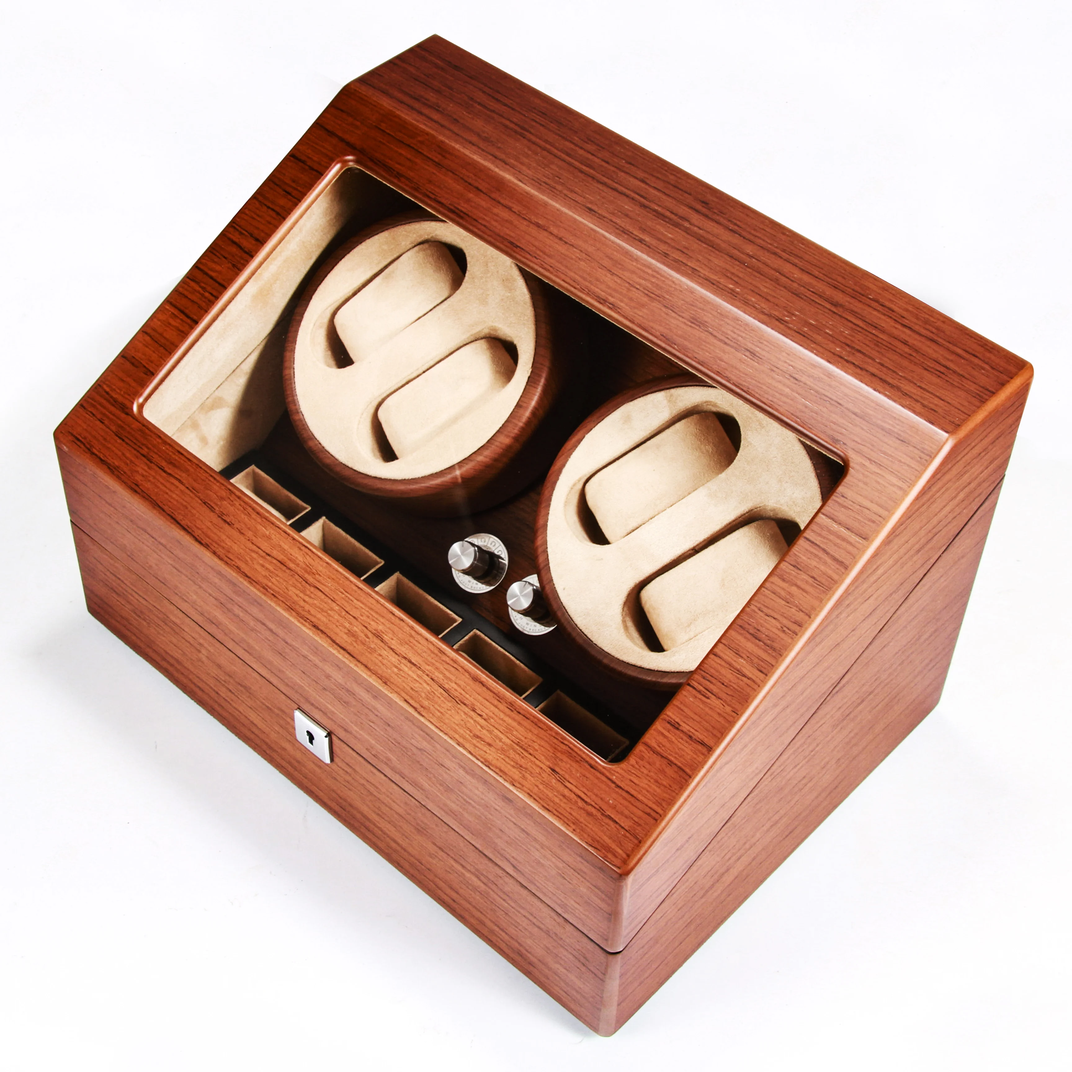 4+6 Watch Roller Brown Color Wooden Luxury Watch Winder Cases In Stock