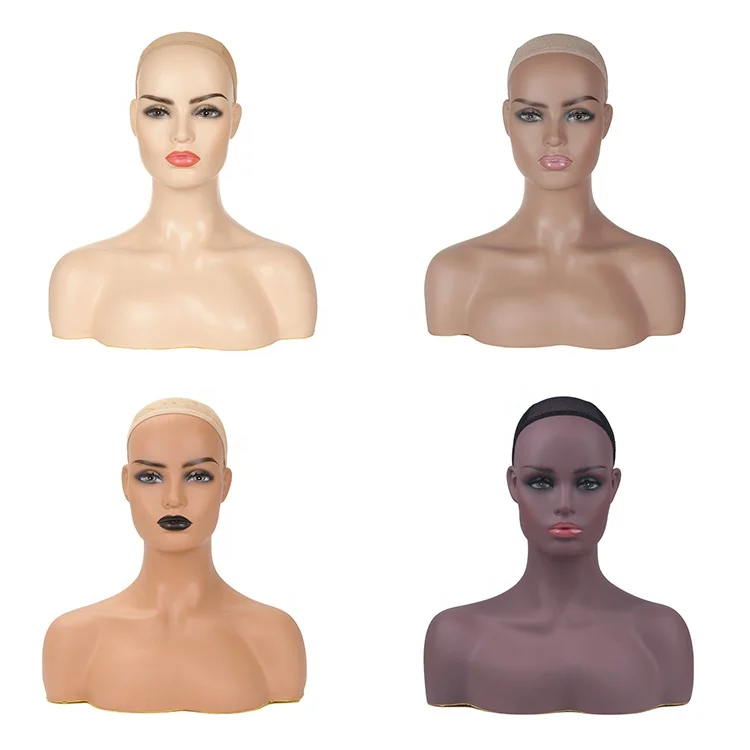 

Free Ship In US Hot Sell Female Mannequin Heads with Shoulders for Wigs Display