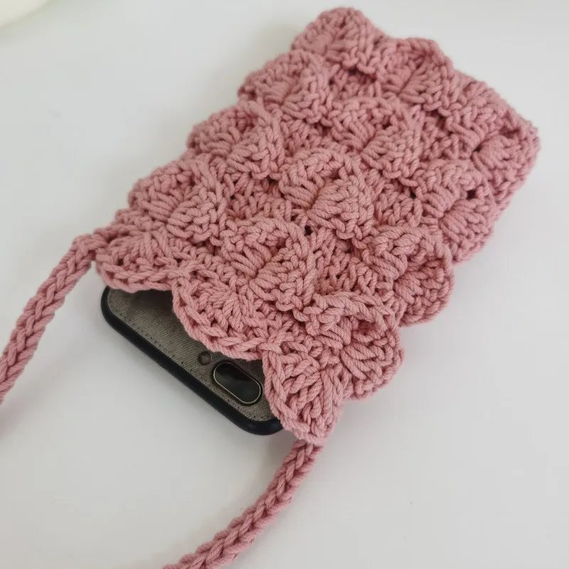 

Bohemian Style Boho Cute Pretty Designer Handmade Cotton Beach Bucket Purse Macrame Girl Mini Mobile Phone Bag