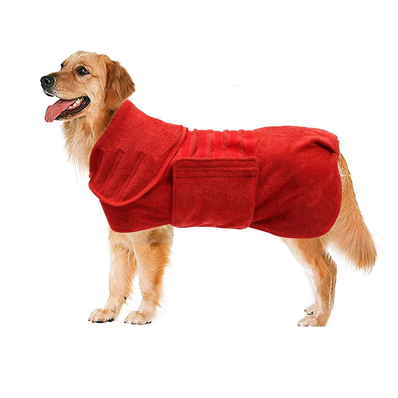 

Adjustable Dog Drying Coat Robe Towel Soft Absorbed Microfiber 4 Size Pet Cat Dog Enjoy Coat Jacket Quick-drying Dog Bathrobe, Any color you want