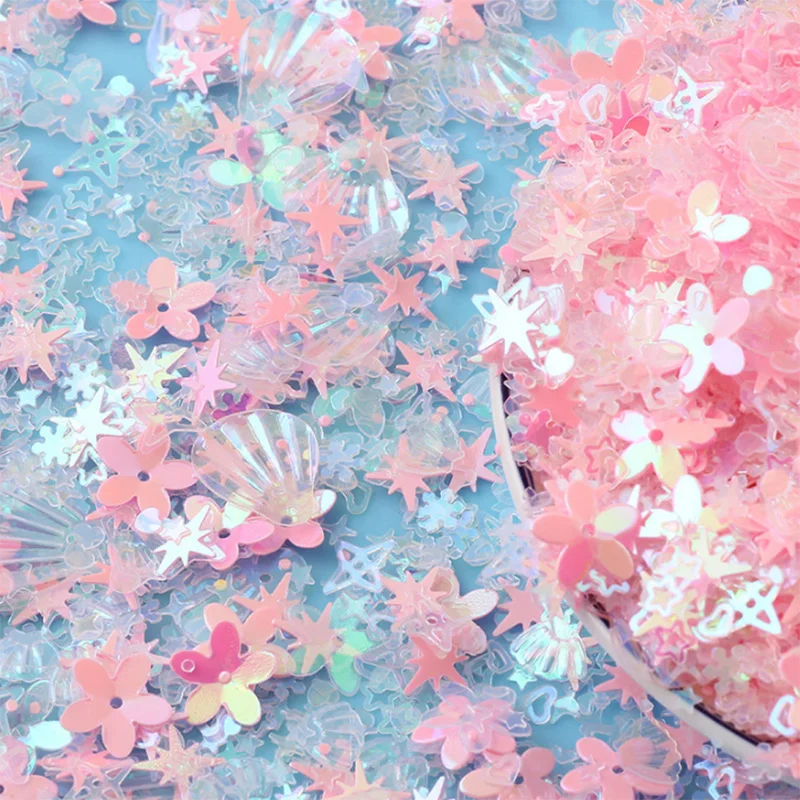 500g/bag DIY Craft Big Shell Star Flower Snowflake Mix Sequin Flakes for Slime Accessories