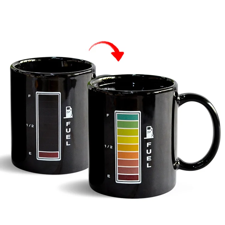 

Battery Magic Cup Positive Energy Change Cup Ceramic Cup Dyeing Coffee Tea Milk mugs, Black