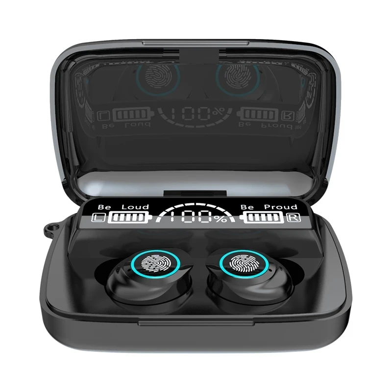 

TWS M17 Touch Control Earbuds TWS 5.0 Headset 2000mah HiFi IPX7 Waterproof earphones bluetoot wireless headphone for sports, Black