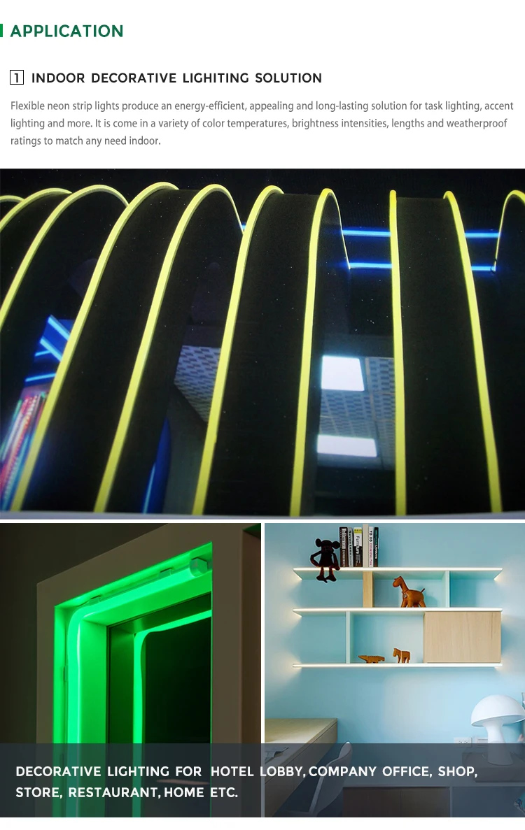 JS SMART LED Outlet Top Bending Neon Lighting IP68 Led Neon Flex Strip 16mm Decorative Neon Lights DC 24V