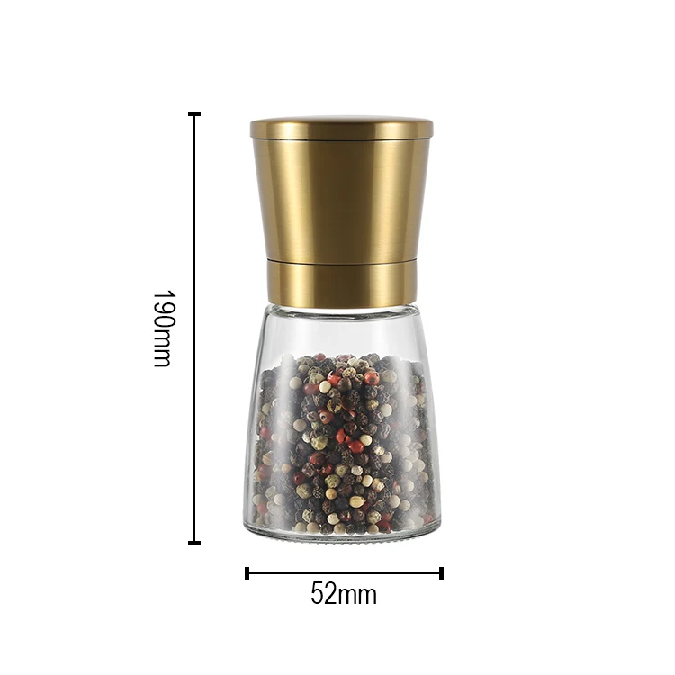 

Amazon top seller stainless steel glossy black dry salt and pepper grinders pepper mill with glass jar