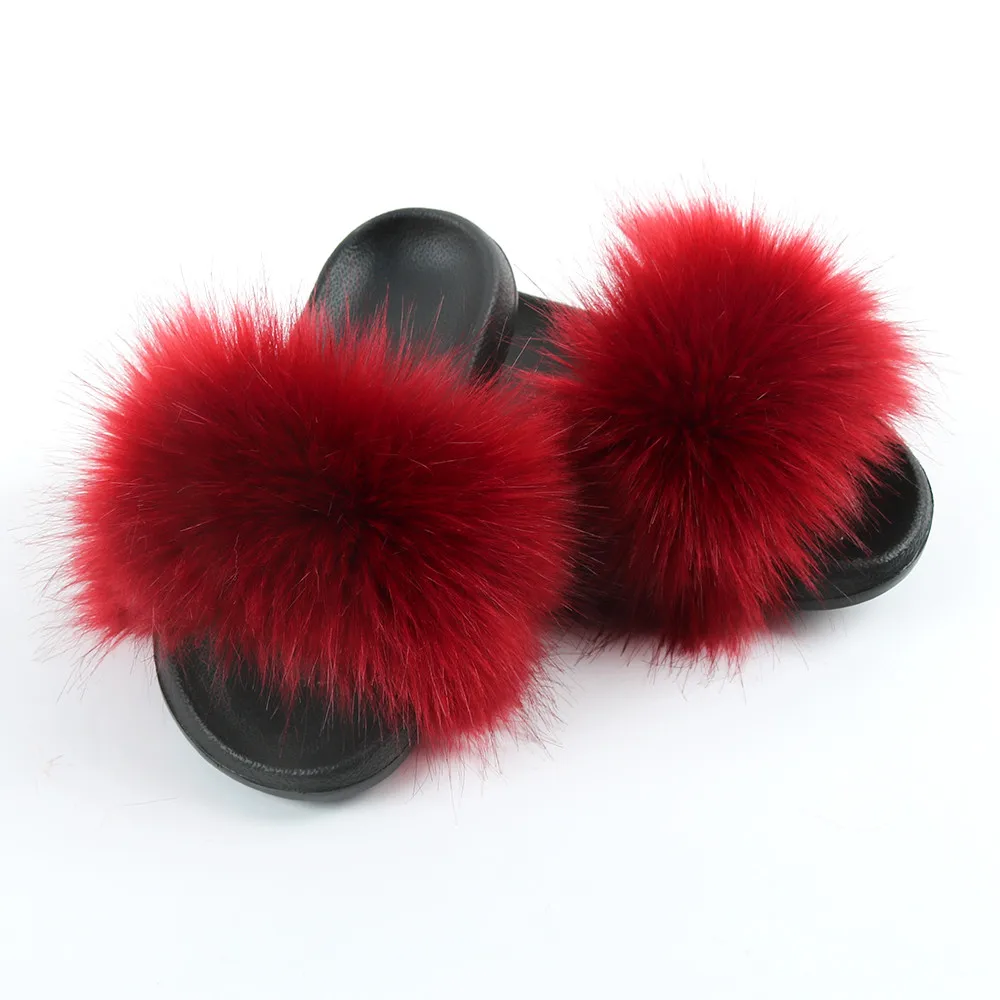 

Cheap Price Women's Fox large fox fur sliders