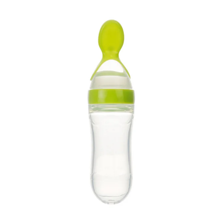 

Baby Rice Paste Bottle Silicone Feeding Bottle with Spoon