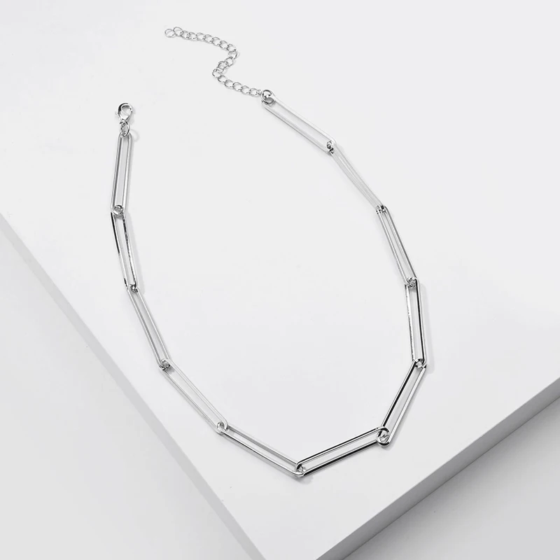 

Paper Clip Necklace Punk Thick Chain Oval Link Necklace Unique Long Handmade Choke Trendy For Women Gifts Jewelry 2020