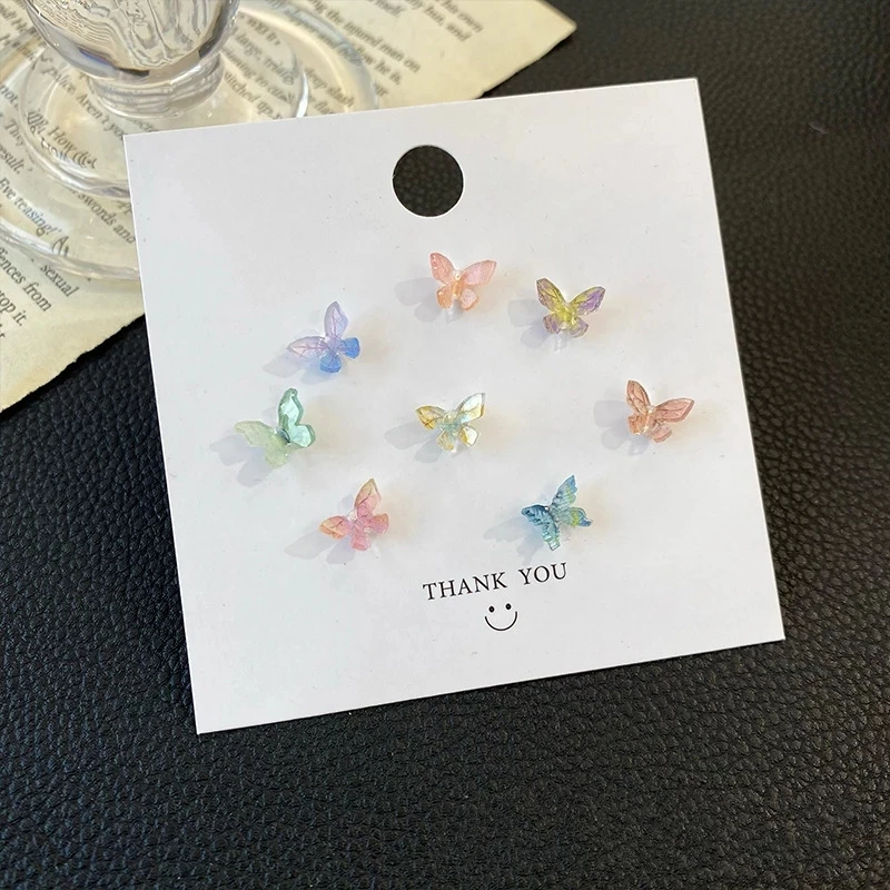 

Simple Colorful Fairy Stereo Butterfly Stud Earrings For Women Mini Cute Hypoallergenic Butterflies Earring Party Jewelry, Blue,pink,red,white