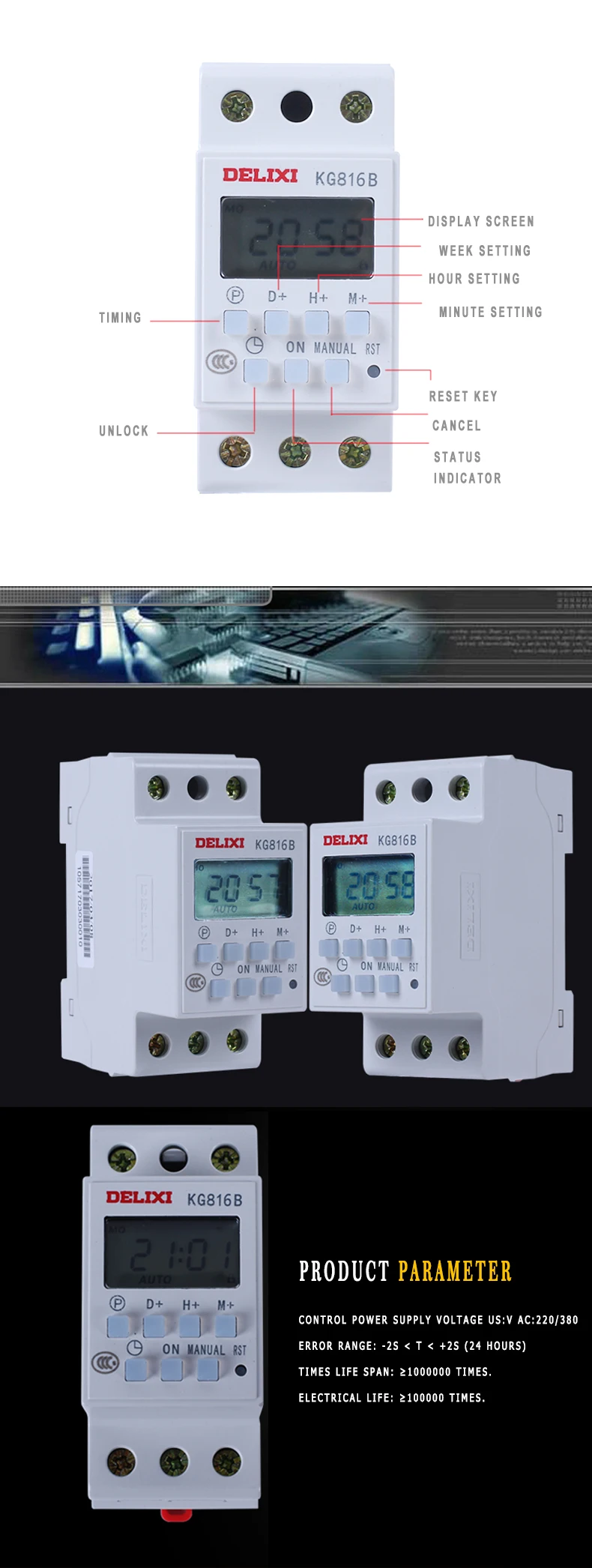 Delixi Kg816b Ac 220v 380v International Standard Programmable