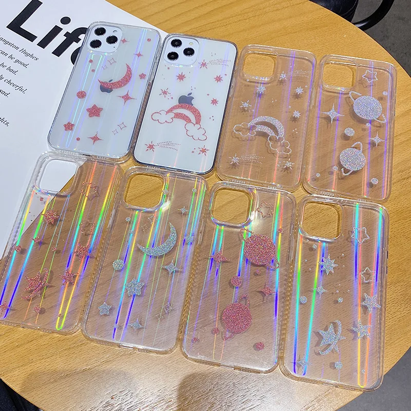 

Glitter Phone Case For iPhone 12 Pro Max Clear Cute Bling Cell Phone Case For iPhone 12 Mini Phone Accessories For iPhone 11/Xr