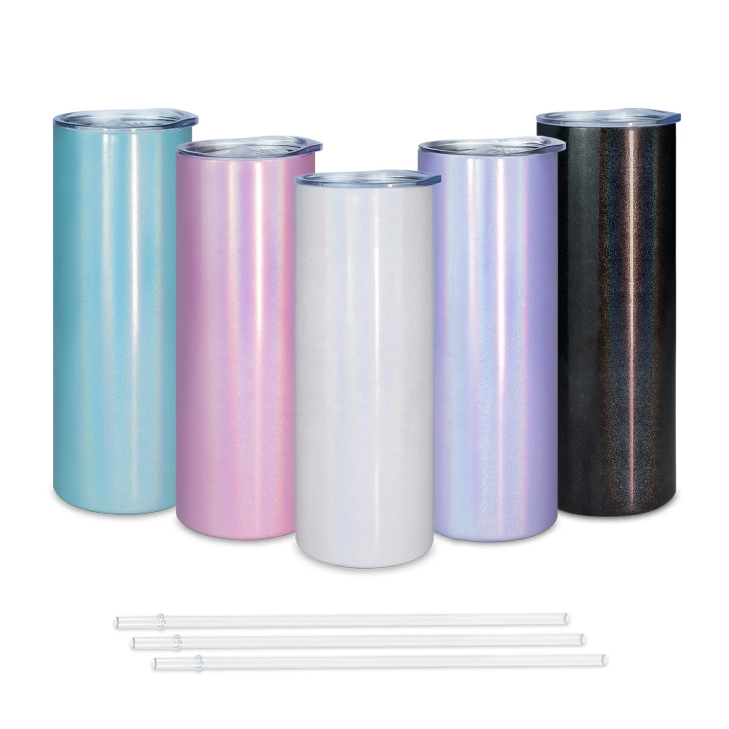 

USA warehouse stocked stainless steel double wall 20 oz cups holographic glitter sublimation tumbler, Customized colors acceptable