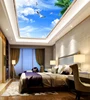 palm tree birds fly in blue sky UV print modern suspended ceilings for hotel 3d pvc stretch ceiling material