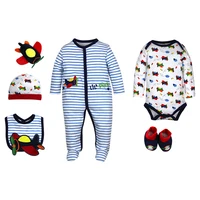

Cotton soft baby jumpsuit in baby girl clothes romper with socks/bib/toy/hat