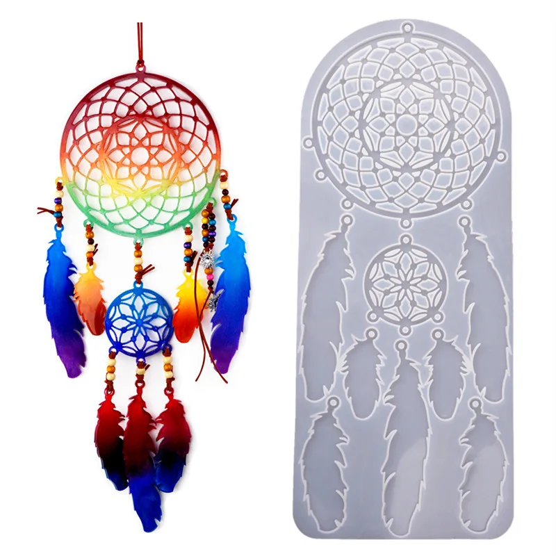 

0166 DIY Crystal Epoxy Resin Craft Dream Catcher Wall Pendant Decorative Mirror Silicone Mold, White