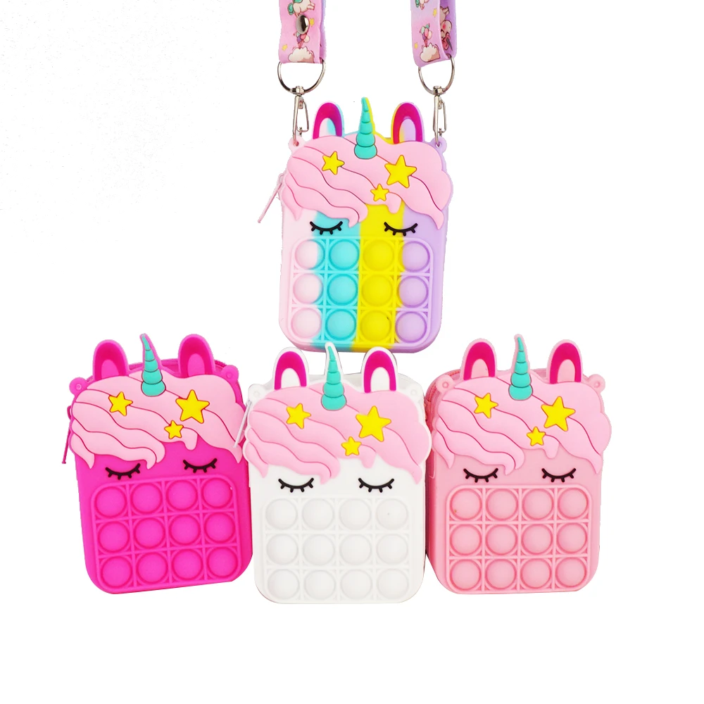 

amazon hot selling silicone cute kawaii unicorn shape coin purse for sale, Pink, red, white, rainbow
