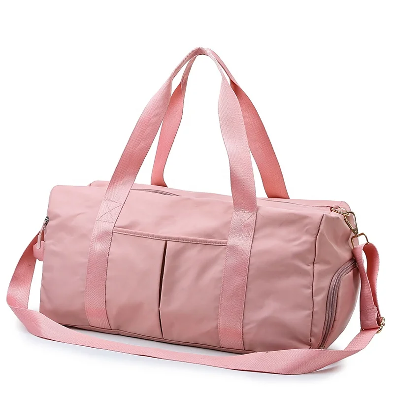 

Stylish multi-functional eco friendly red travel duffle bag pink water proof sport gym bags with shoe pocket compartment