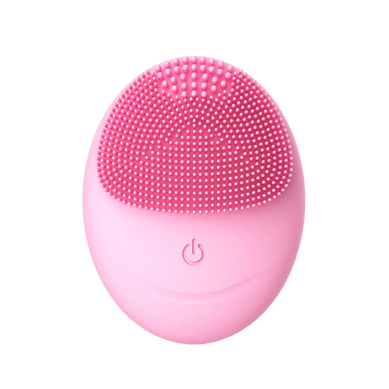 

2021 Pink Rechargeable Egg Shape Face Skin Brush Cleaning Facial Skin Cleaner Brush