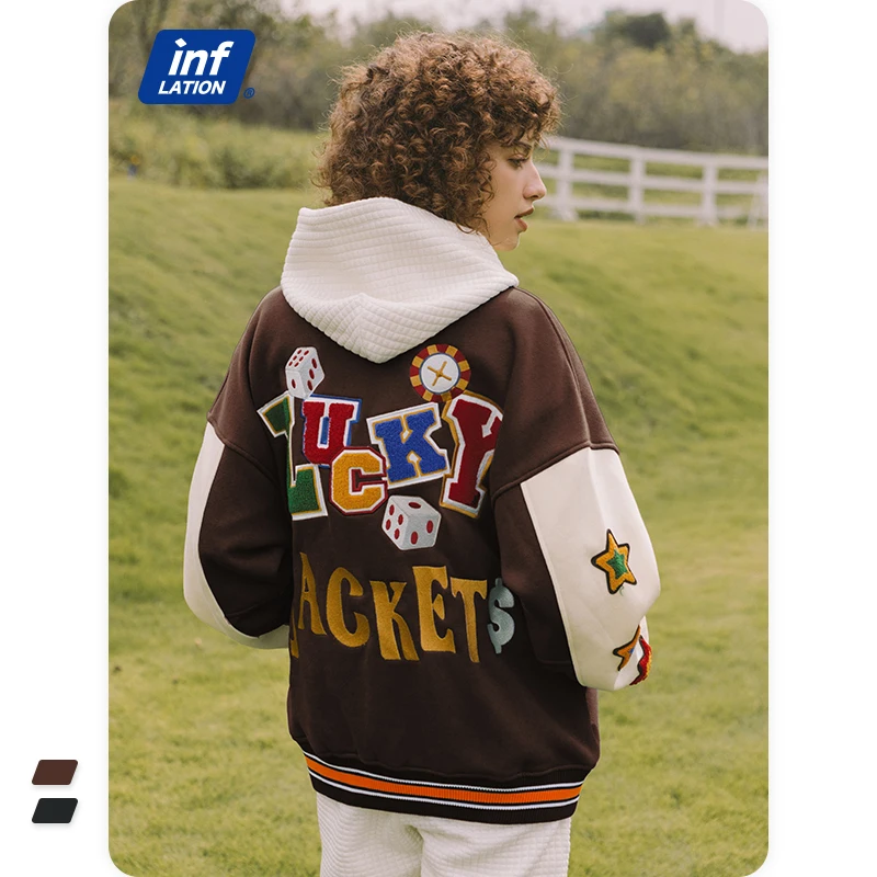 

Wholesale 350Gsm Thick Fleece Cropped Jackets With Towel Embroidery Vintage Varsity Jacket, Blue