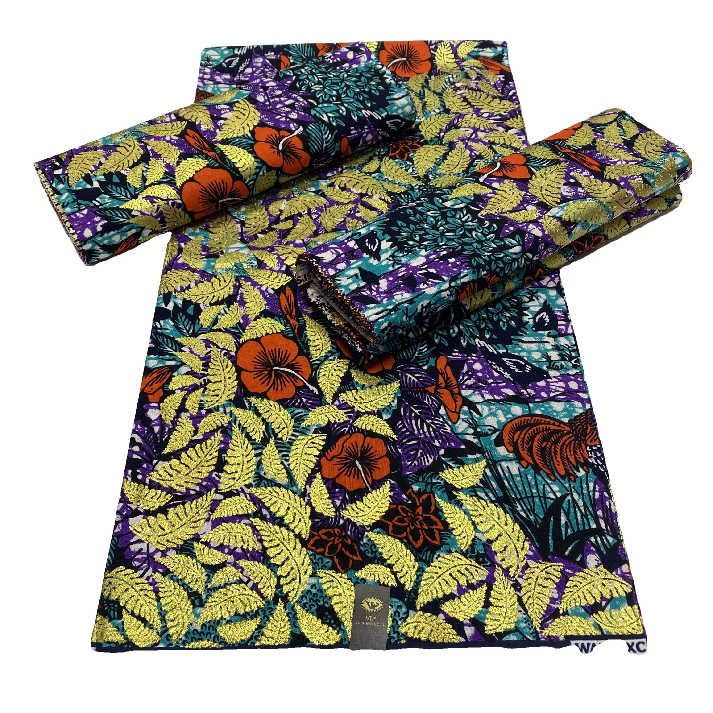 

Wholesale Best Quality 100% Cotton Print Gold Wax Fabric African Textile Nigeria Batik Design Holland Golden Wax Fabrics 6 Yards