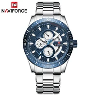 

NAVIFORCE NF9140 classic silver boys quartz watch ECO steel Strap water resist date week display 24 hour business wrist watch